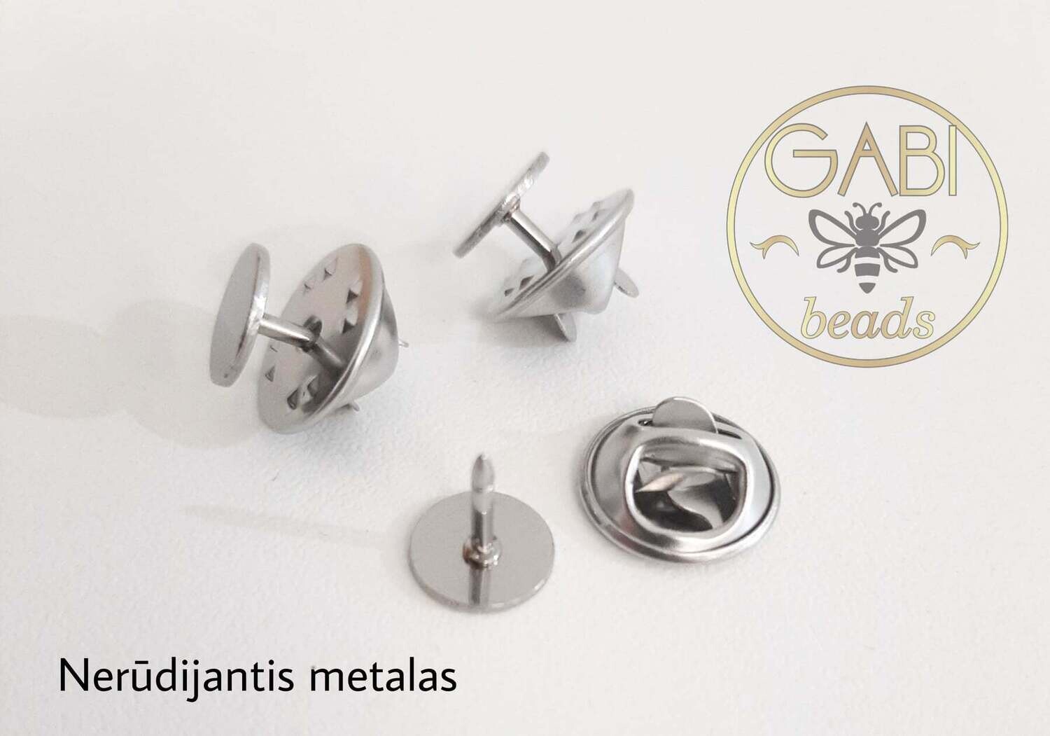 Nerūdijančio plieno sagės detalė, plieno spalvos, 8x10mm , 3vnt
