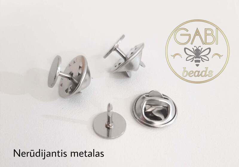 Nerūdijančio plieno sagės detalė, plieno spalvos, 8x10mm , 3vnt