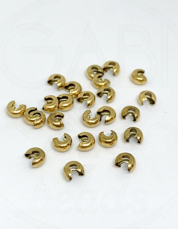Nerūdijančio metalo spaustukų paslėpėjai, aukso spalvos, 3.5x5.5x3mm, 4vnt