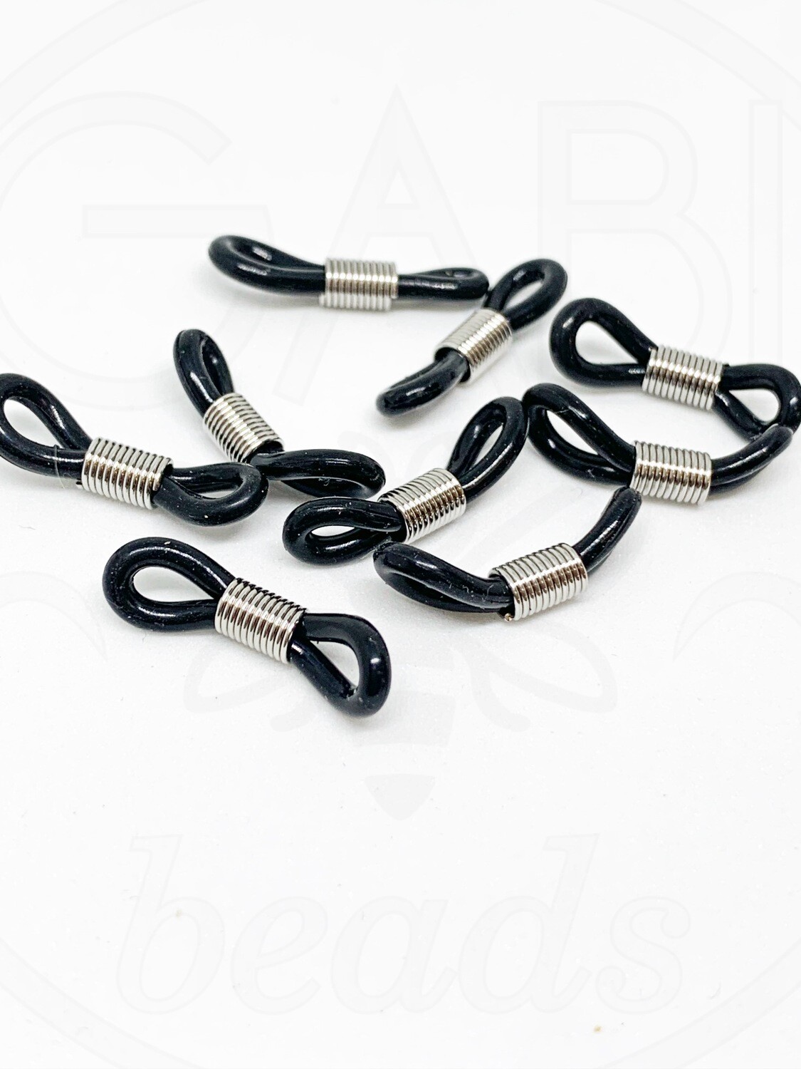 Nerūdijančio plieno detalės akiniams, plieno/juodos spalvos, 20x5mm, 10vnt