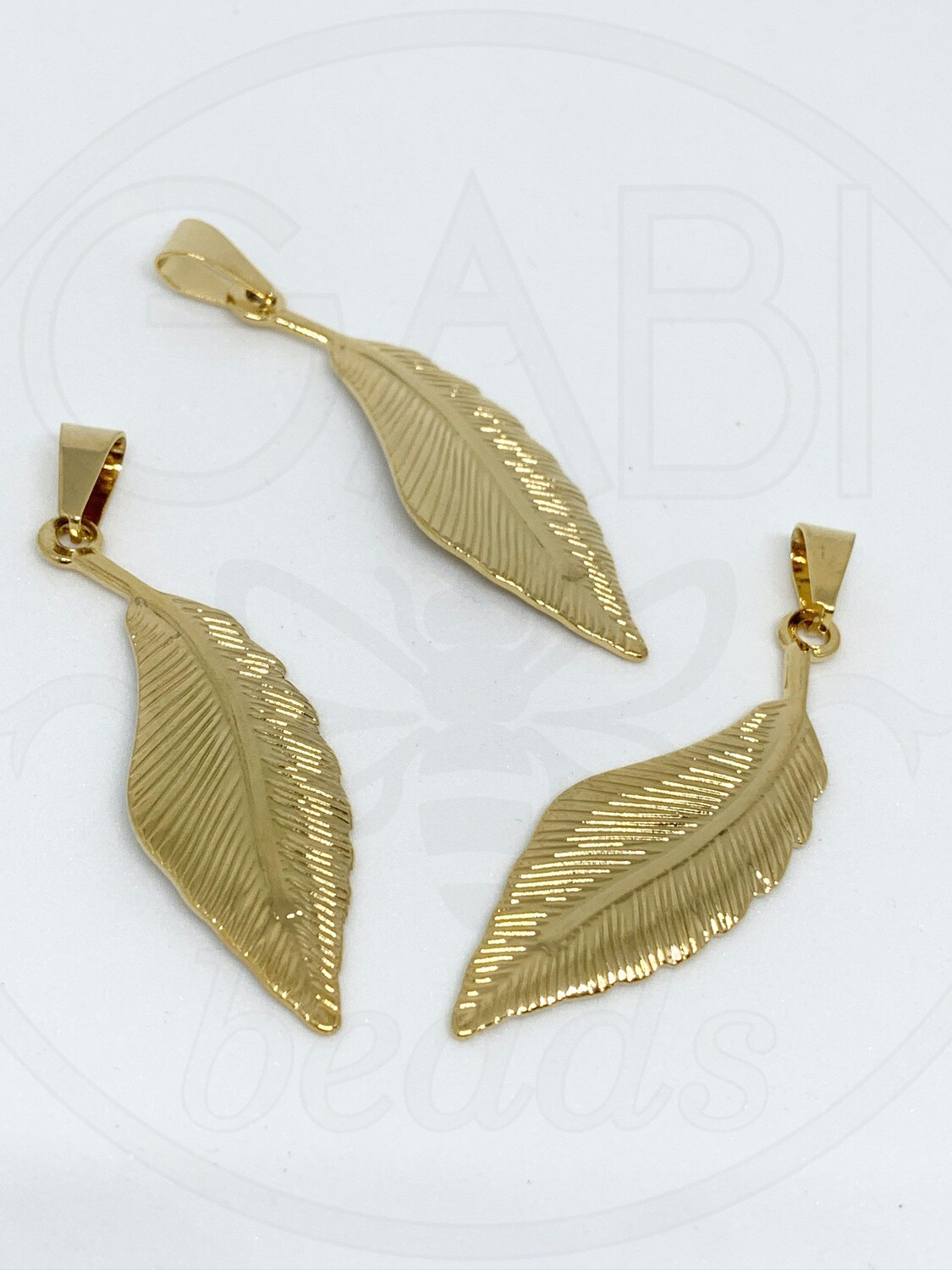 Nerūdijančio plieno pakabukas, aukso spalvos, 50x16.5mm, 1 vnt