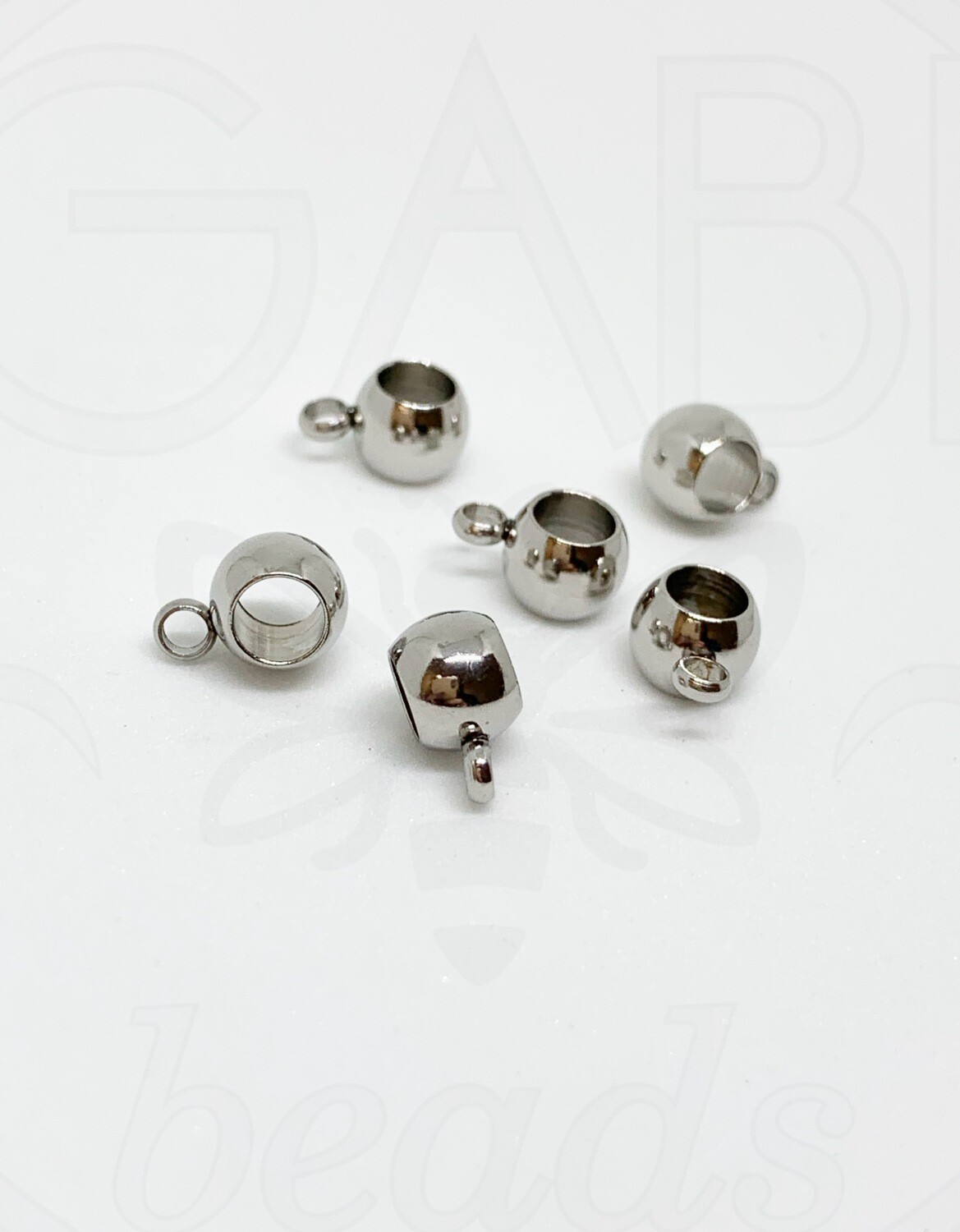 Nerūdijančio plieno intarpai, plieno spalvos, 9x6.5x5mm, 4vnt