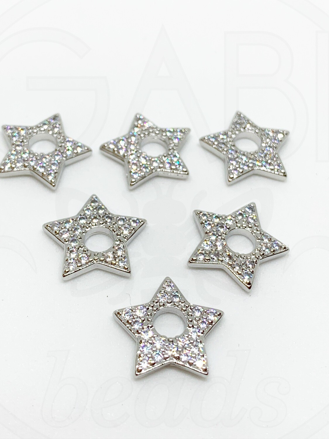 Nerūdijančio plieno pakabukas su cirkonio akutėmis, sidabro spalvos, 15.5x15.5mm, 1 vnt