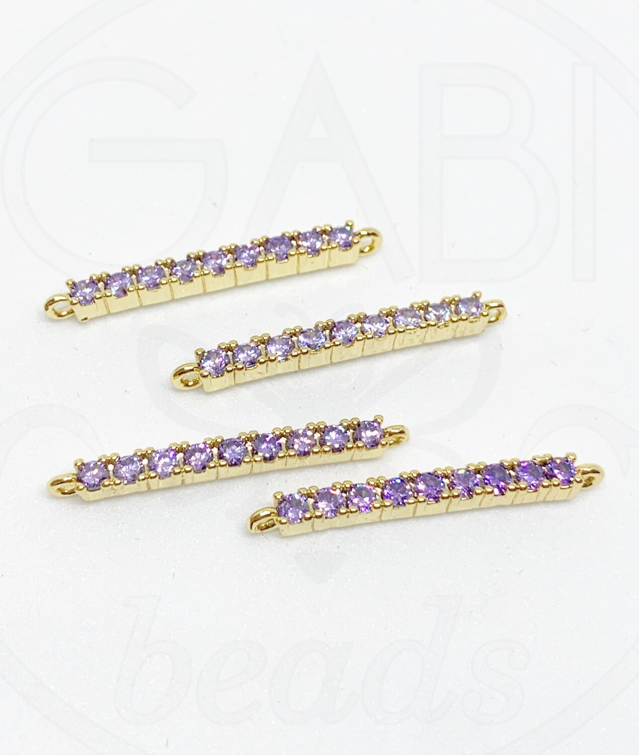 Nerūdijančio plieno pakabukas su cirkonio akutėmis, aukso, violetinės spalvos, 24x2x2.5mm, 1 vnt