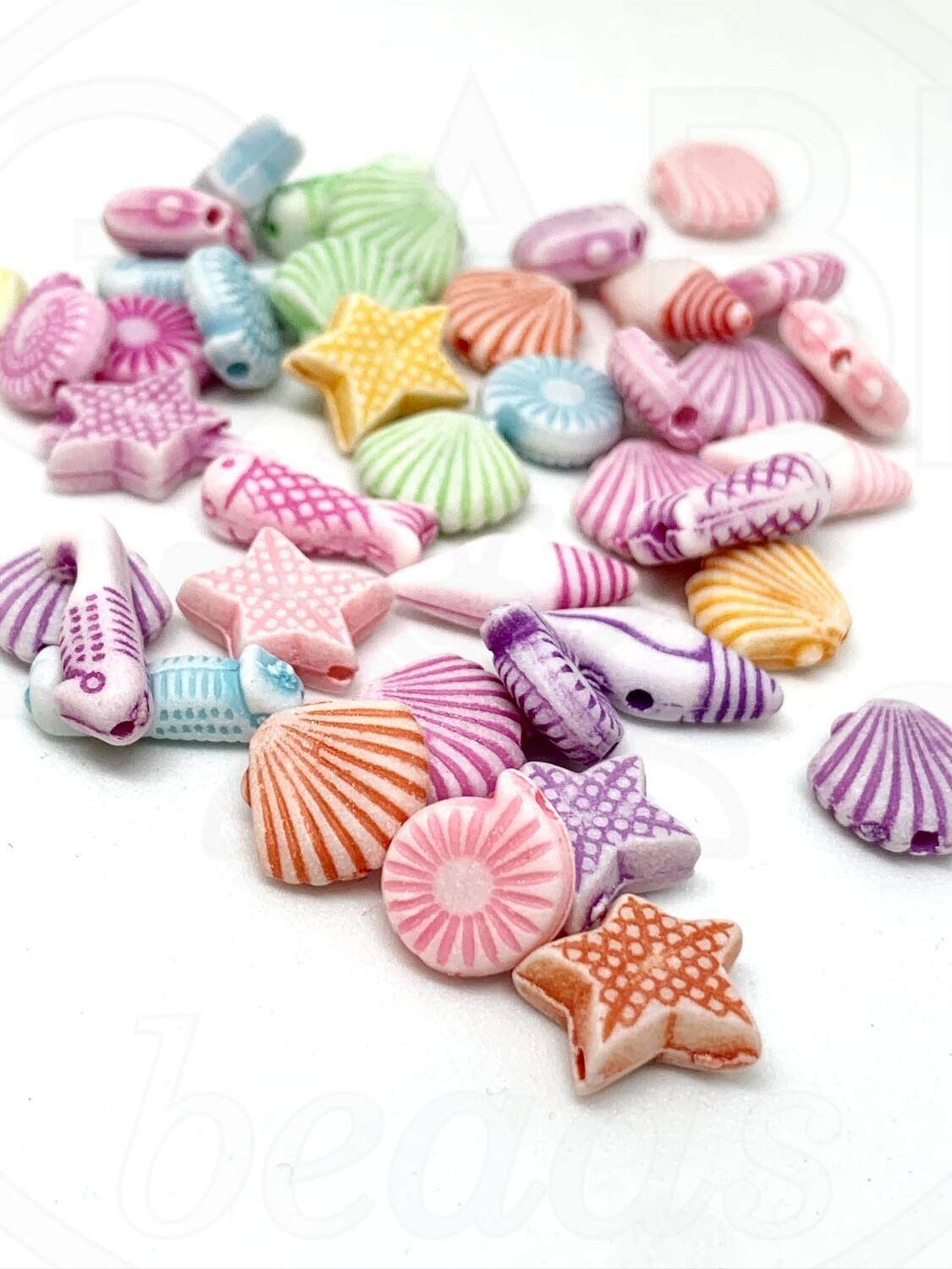 Plastikiniai karoliukai, 10~15x6~11x4~5mm, mix spalvos,  30vnt