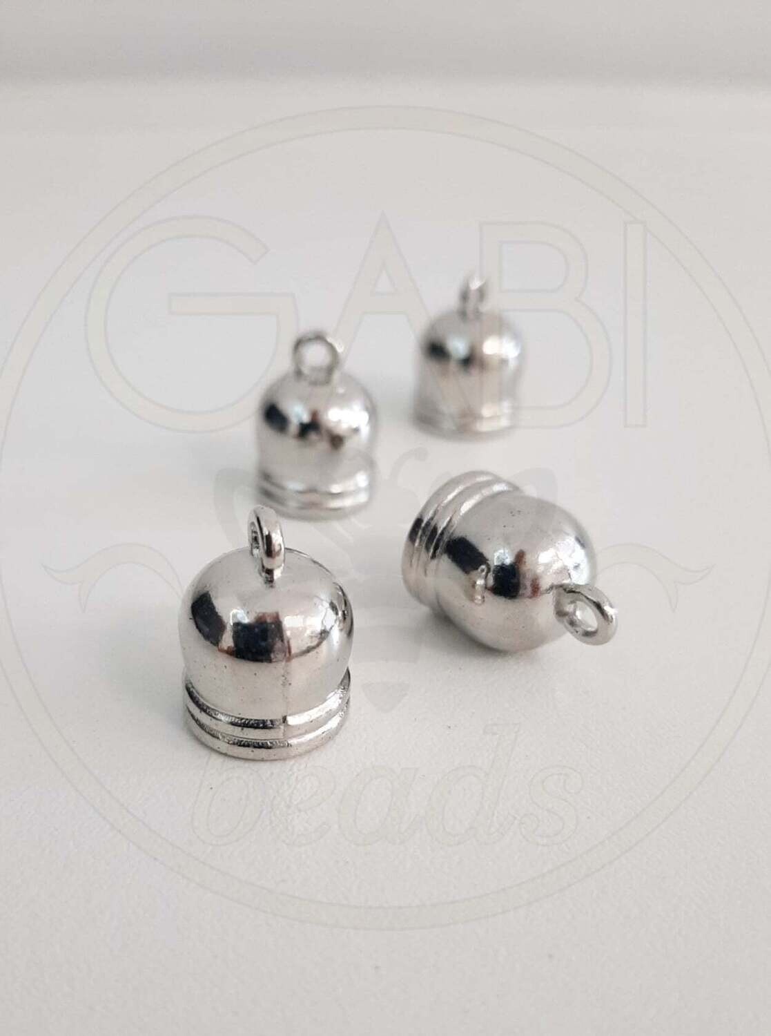 Kepurėlės, įklijuojamos, plieno spalvos, 12x16mm (vidaus skersmuo 9,5mm), 4vnt