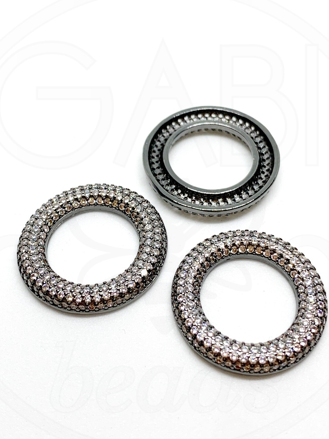 Nerūdijančio plieno pakabukas su cirkonio akutėmis, pilkos, baltos spalvos, 24mm , 1 vnt