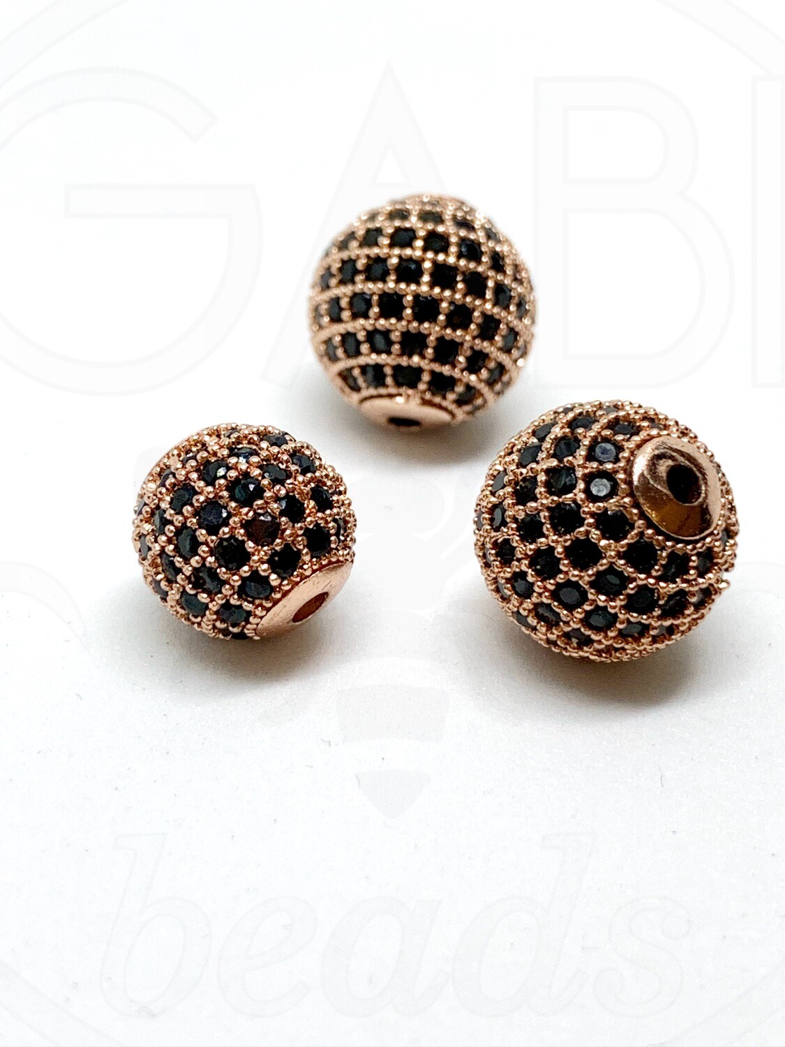Nerūdijančio plieno intarpas su cirkonio akutėmis, rose gold/juodos spalvos,  1vnt