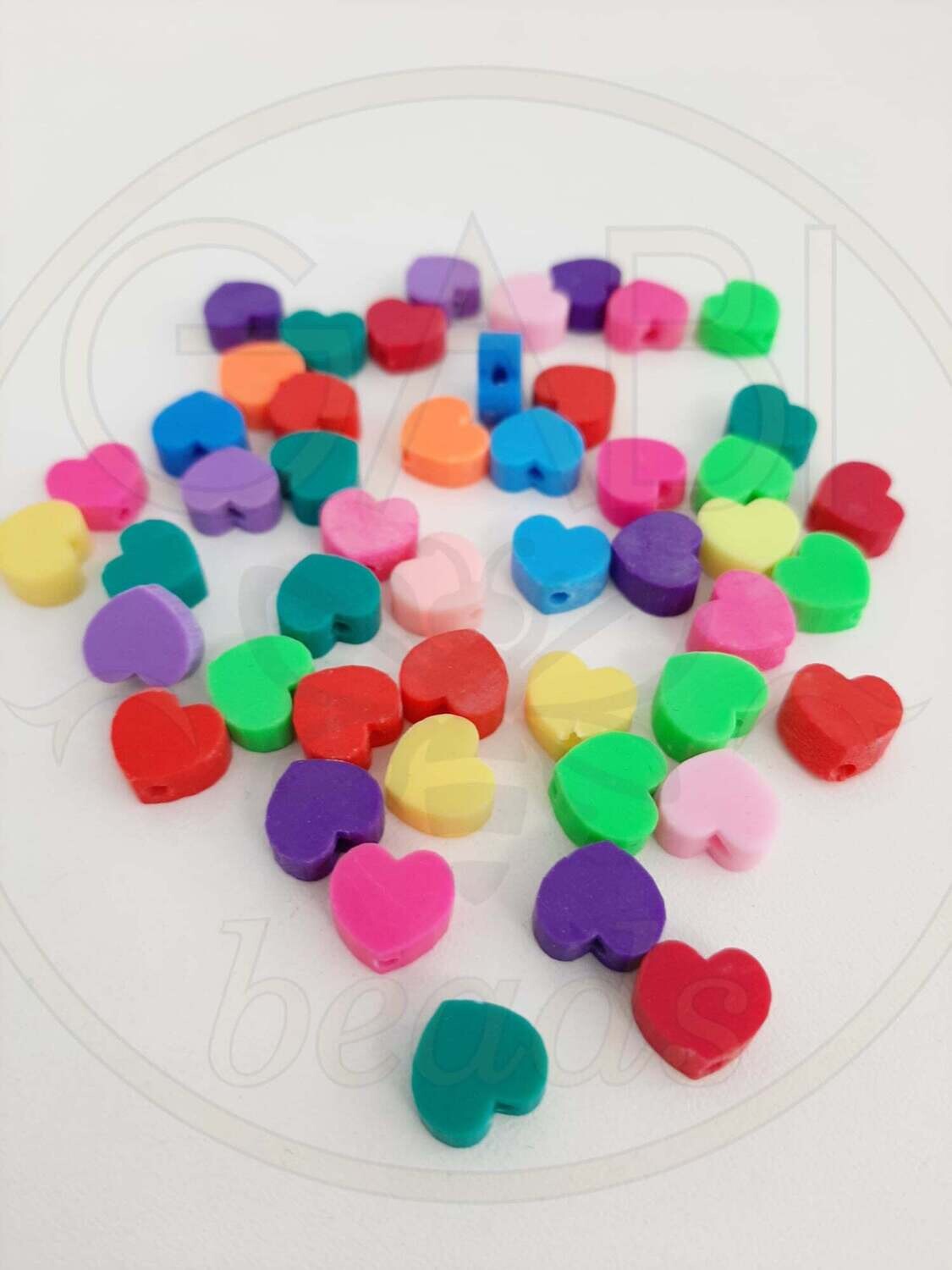 Polimerinio molio karoliukai, širdelės, MIX, 9,5~10 x 10 x 4~5,5mm,  8vnt
