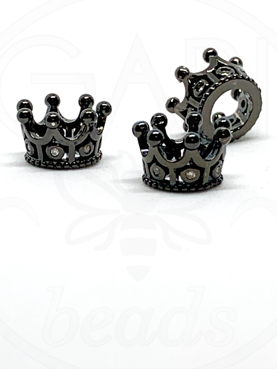 Nerūdijančio plieno intarpas karūna su cirkonio akutėmis, baltos/juodos spalvos, 11x7mm, 1vnt
