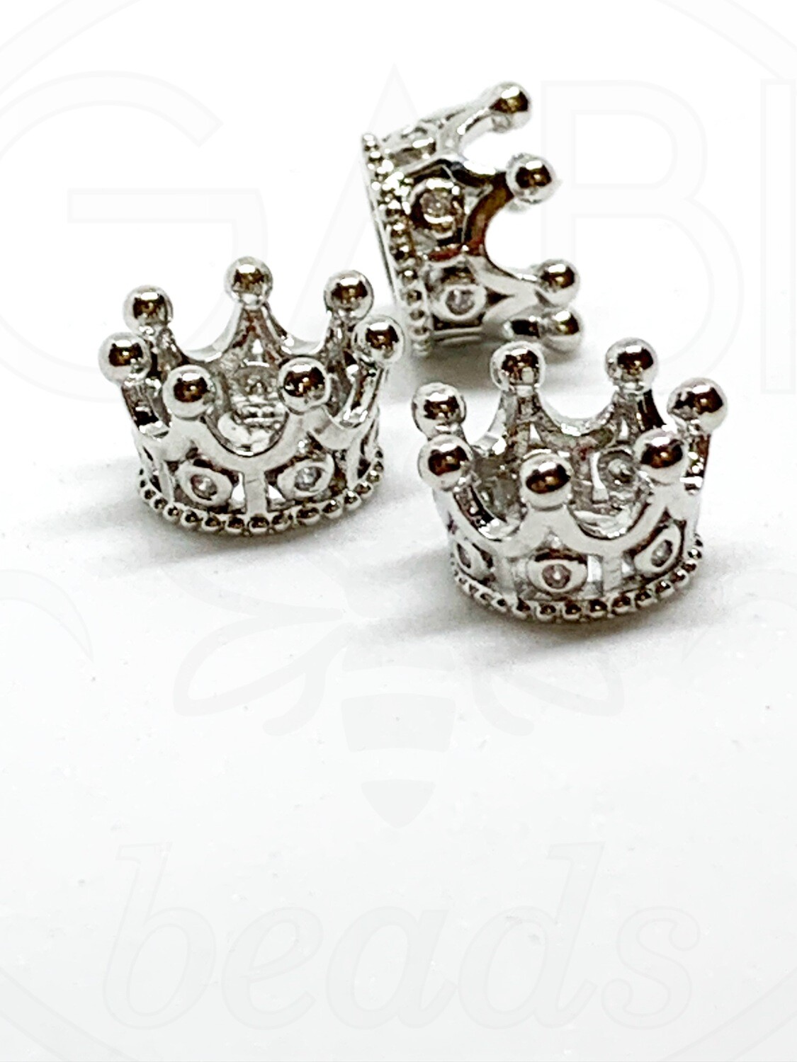 Nerūdijančio plieno intarpas karūna su cirkonio akutėmis, baltos/sidabro spalvos, 11x7mm, 1vnt