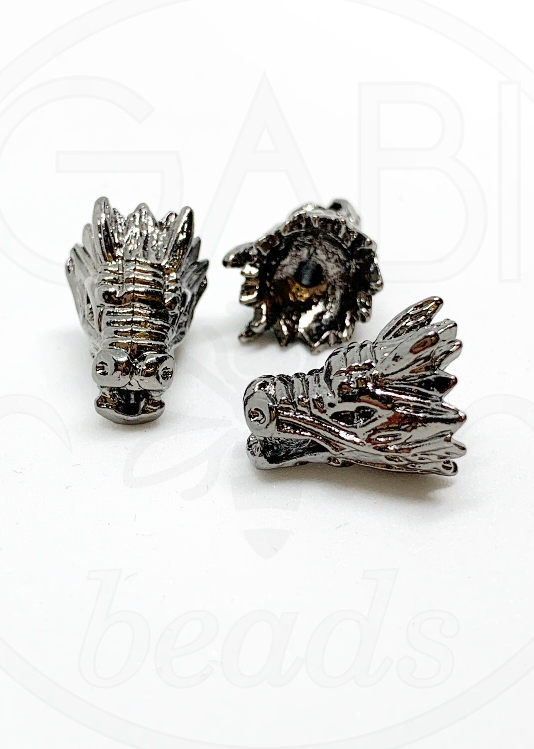 Intarpas, DRAKONAS, tamsiai pilkos spalvos, 16x14mm, 1vnt