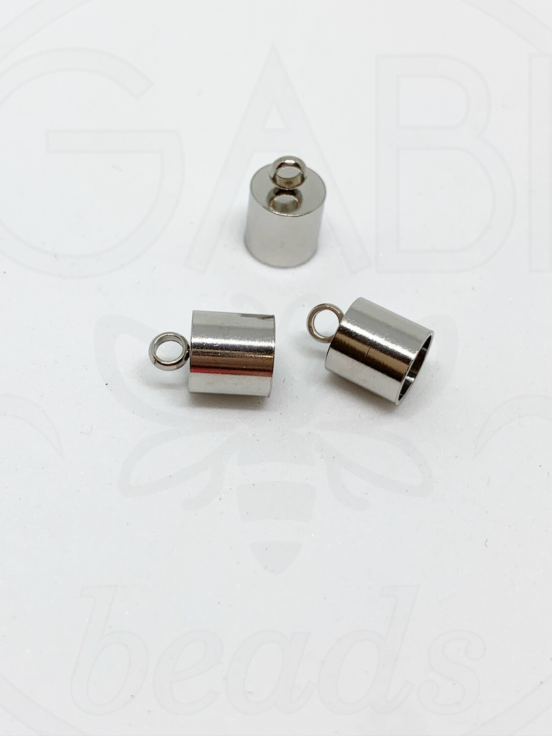 Nerūdijančio plieno įklijuojamos kepurėlės, plieno spalvos, 10x7mm (vidus 6mm), 3vnt