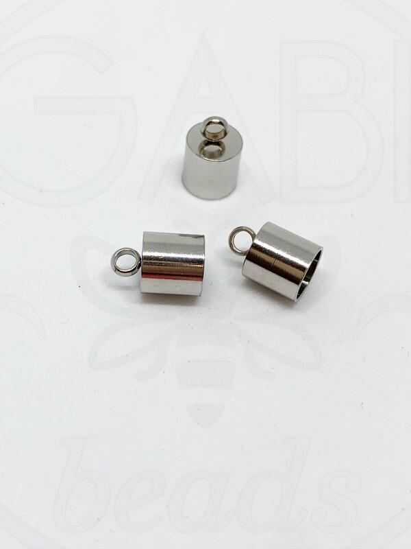 Nerūdijančio plieno įklijuojamos kepurėlės, plieno spalvos, 10x7mm (vidus 6mm), 3vnt