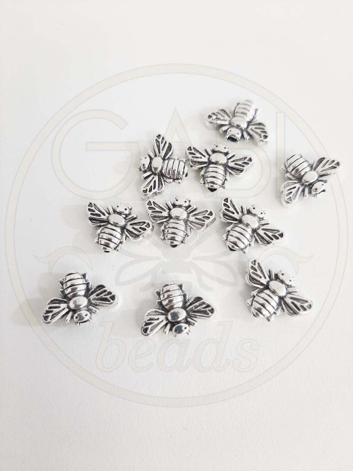 Intarpai, BITUTĖ, plieno spalvos, 12x9x3mm, 10vnt