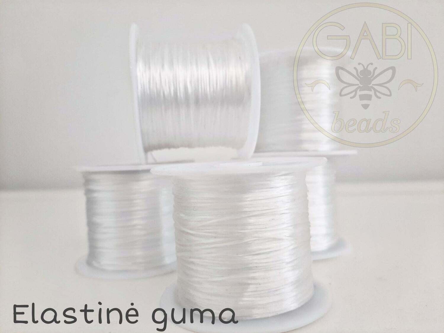 Daugiasluoksnis japoniško stiliaus guminis siūlas, balta spalva, 0.8mm storio, 50m