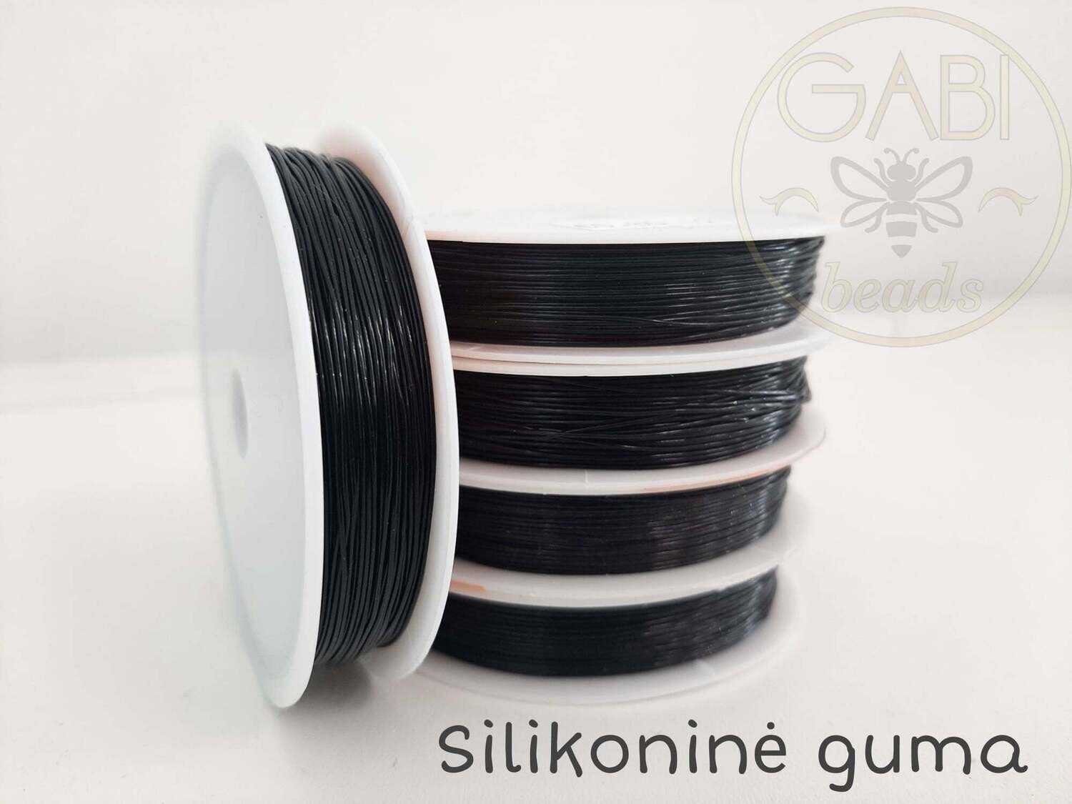 Silikoninė tampri guma, juoda, storis 0,8mm,  10m