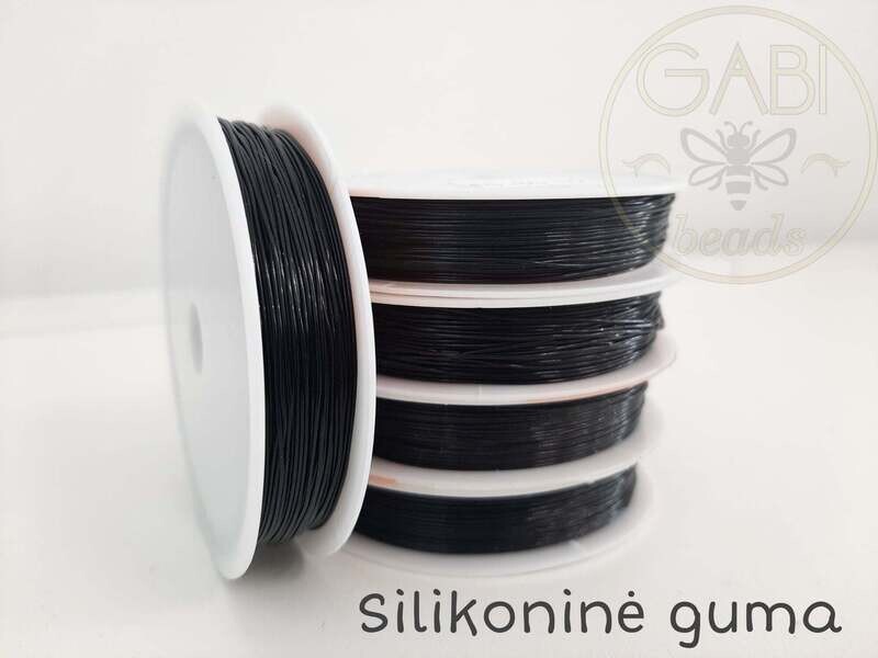 Silikoninė tampri guma, juoda, storis 0,7mm,  15m