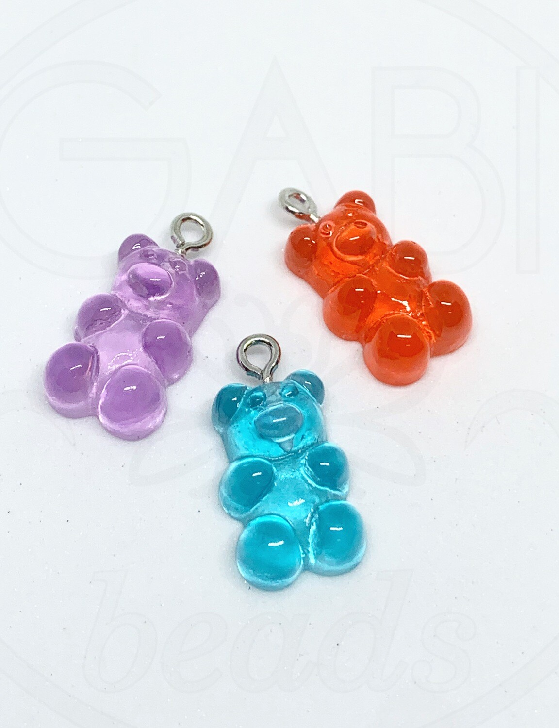 Plastikiniai pakabukai, meškiukai,  20.5~22.5x11.5x7mm, violetinės, mėlynos, raudonos spalvos, 3vnt