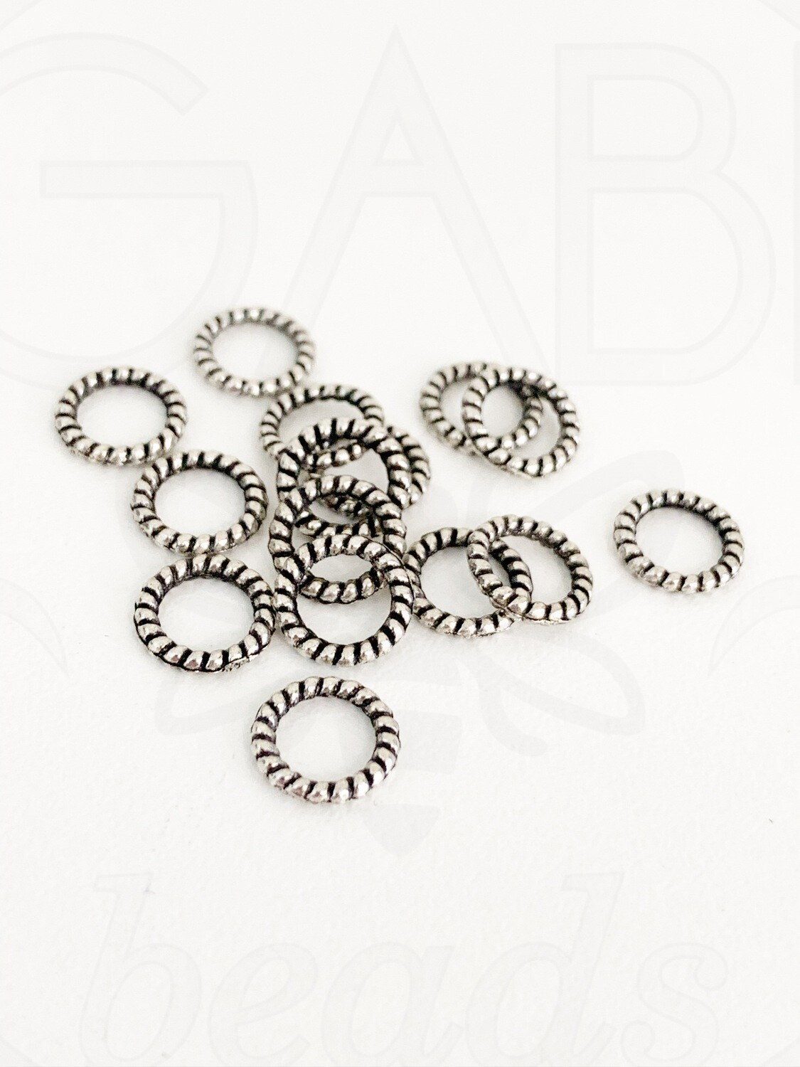 Dekoratyviniai žiedai, plieno spalvos, 8x1mm, 20vnt
