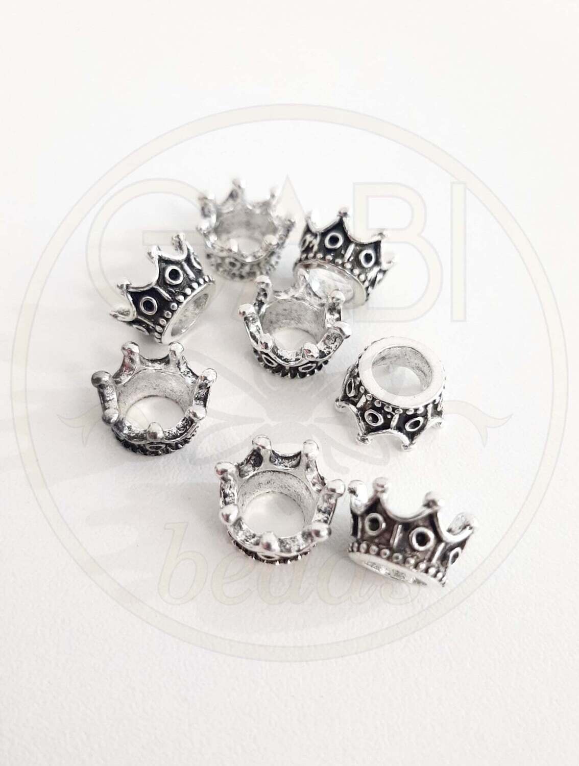 Intarpai, karūnos, plieno spalvos, 11x6mm, 8vnt
