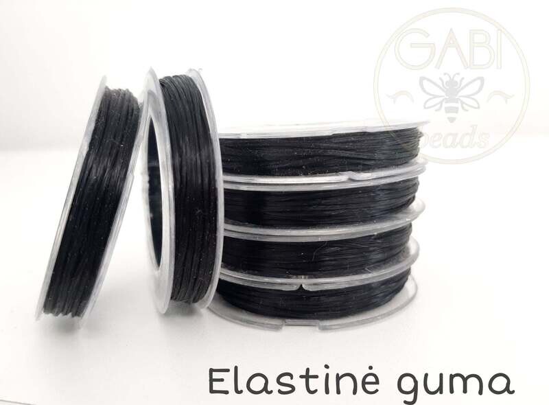 Daugiasluoksnis japoniško stiliaus elastinis guminis siūlas, juoda spalva, 0.8mm storio, 10m