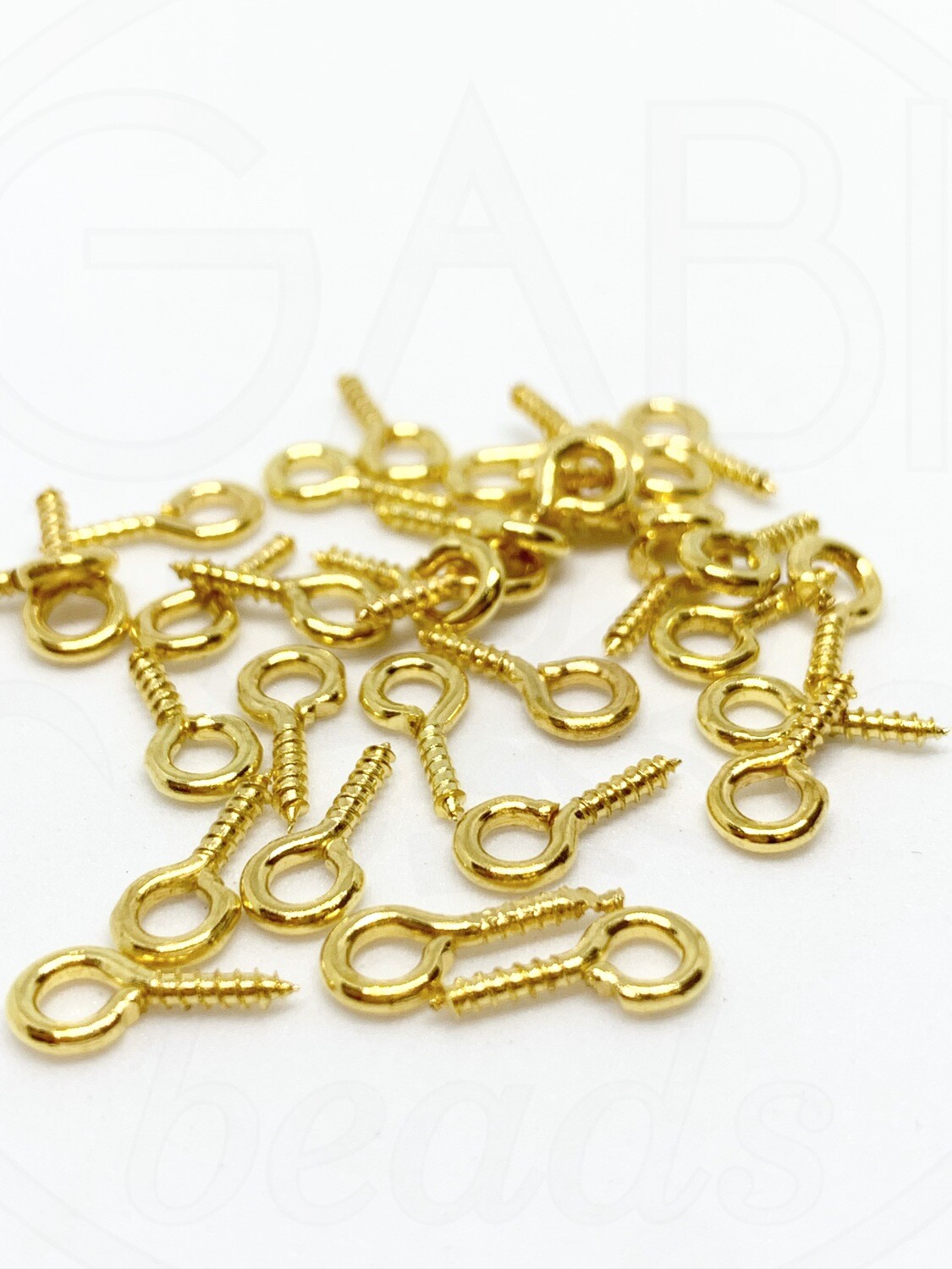 Sraigtiniai smeigtukai,pusiau išgręžtiems karoliukams, aukso spalvos, 10x5x1.2mm, 50vnt