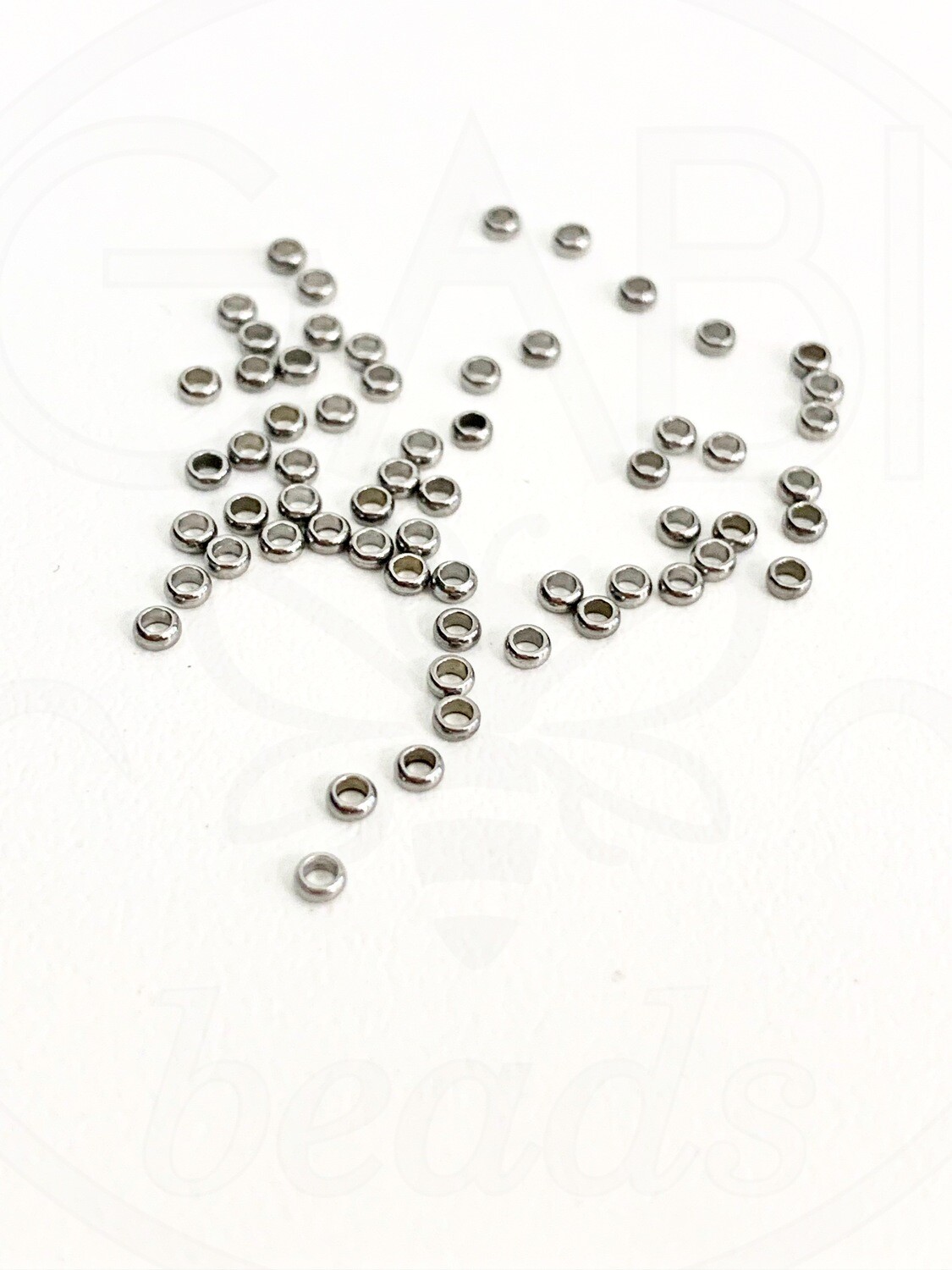 Nerūdijančio plieno spaustukai, plieno spalvos, 2x1mm, 25vnt