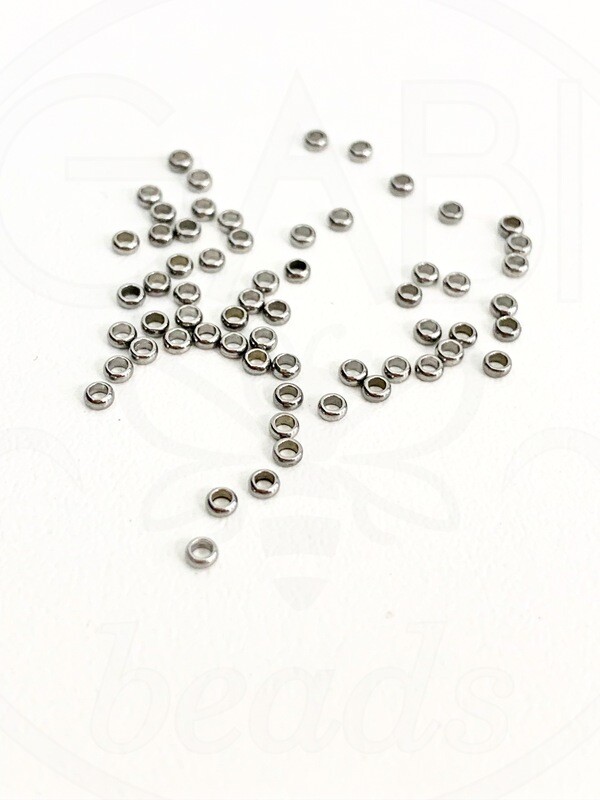 Nerūdijančio plieno spaustukai, plieno spalvos, 2x1mm, 25vnt