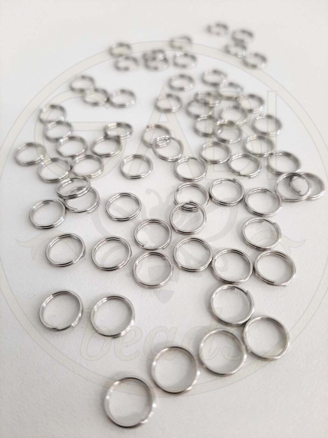 Žiedeliai, dvigubi, plieno spalvos 7mm skersmens, 10g