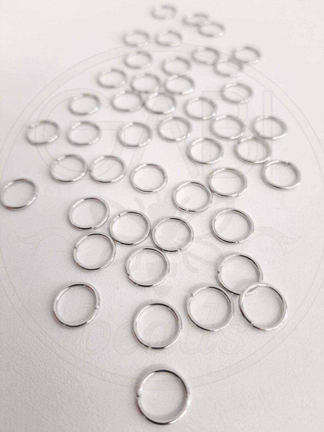 Žiedeliai, plieno spalvos 10mm skersmens, 10g