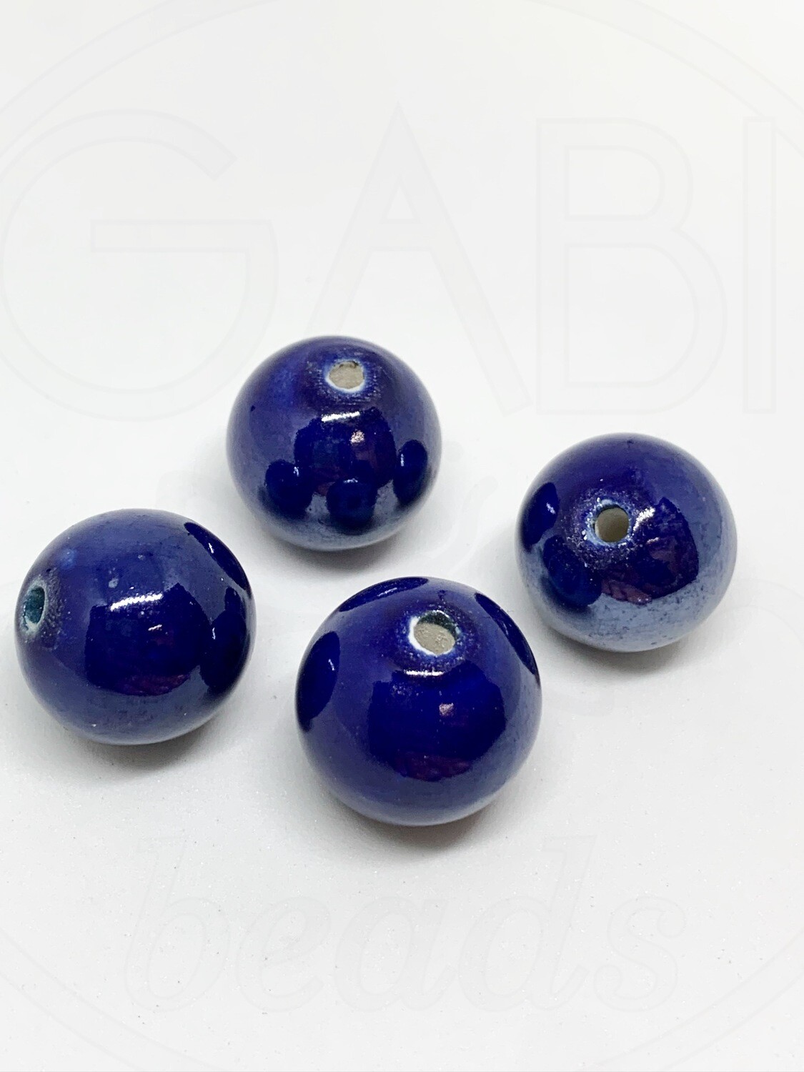 Keramikiniai karoliukai, mėlynos spalvos, 18mm, 3vnt
