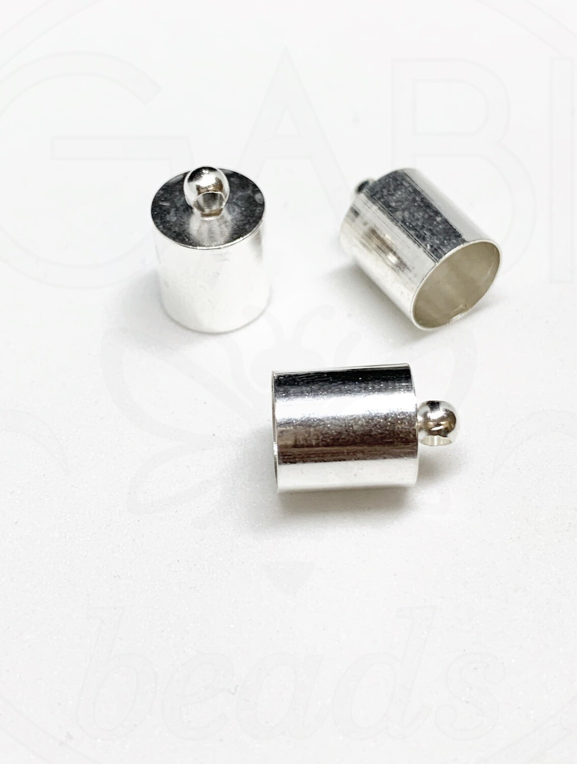 Kepurėlės, įklijuojamos, sidabro spalvos, 7x11mm (vidaus skersmuo 6mm), 8vnt