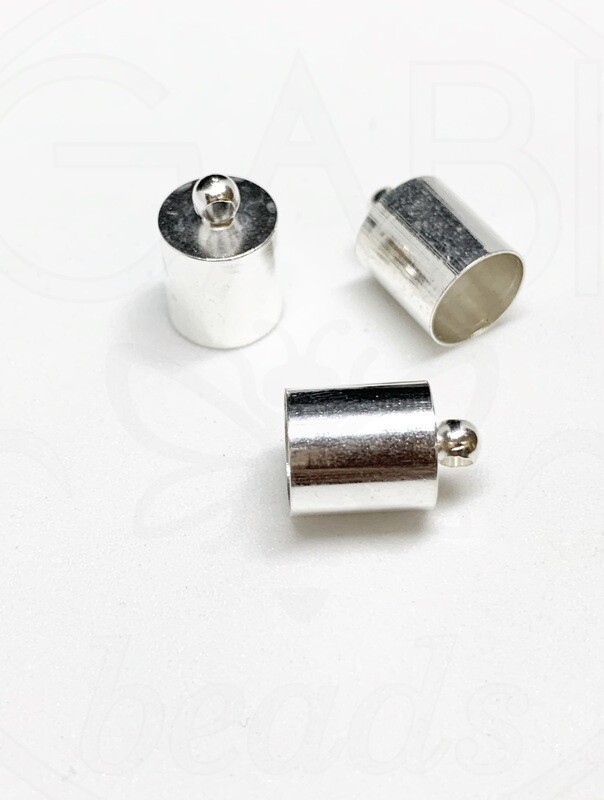 Kepurėlės, įklijuojamos, sidabro spalvos, 9x18mm, (vidaus skersmuo 8mm), 8vnt