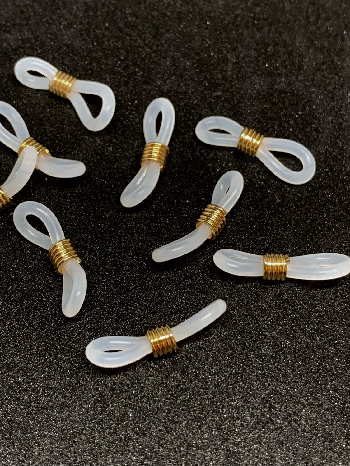 Detalės akinių grandinėlėms, baltos/aukso spalvos, 20x5mm, 10vnt