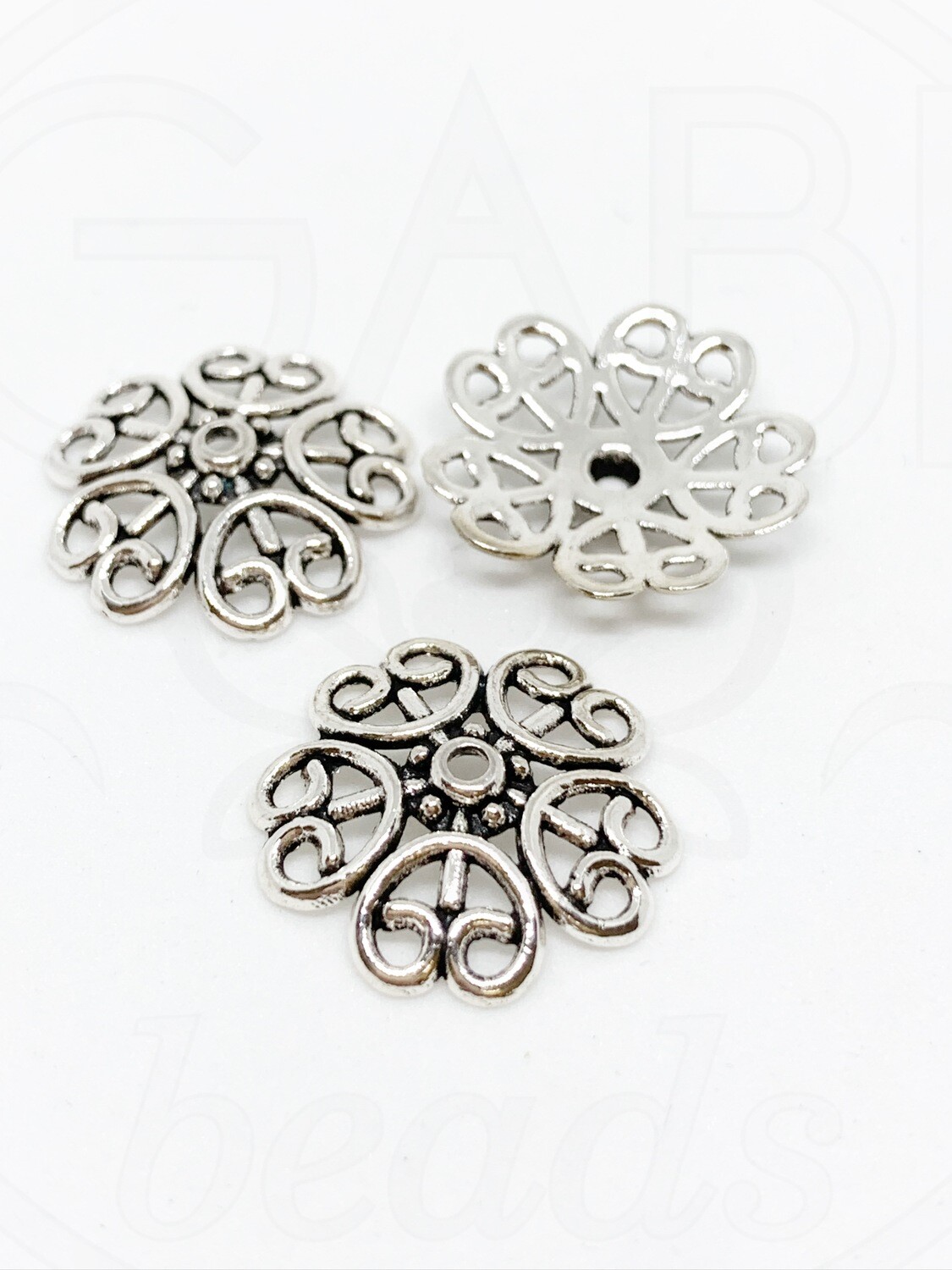 Kepurėlės, perveriamos, sidabro spalvos, 18x3mm, 10vnt