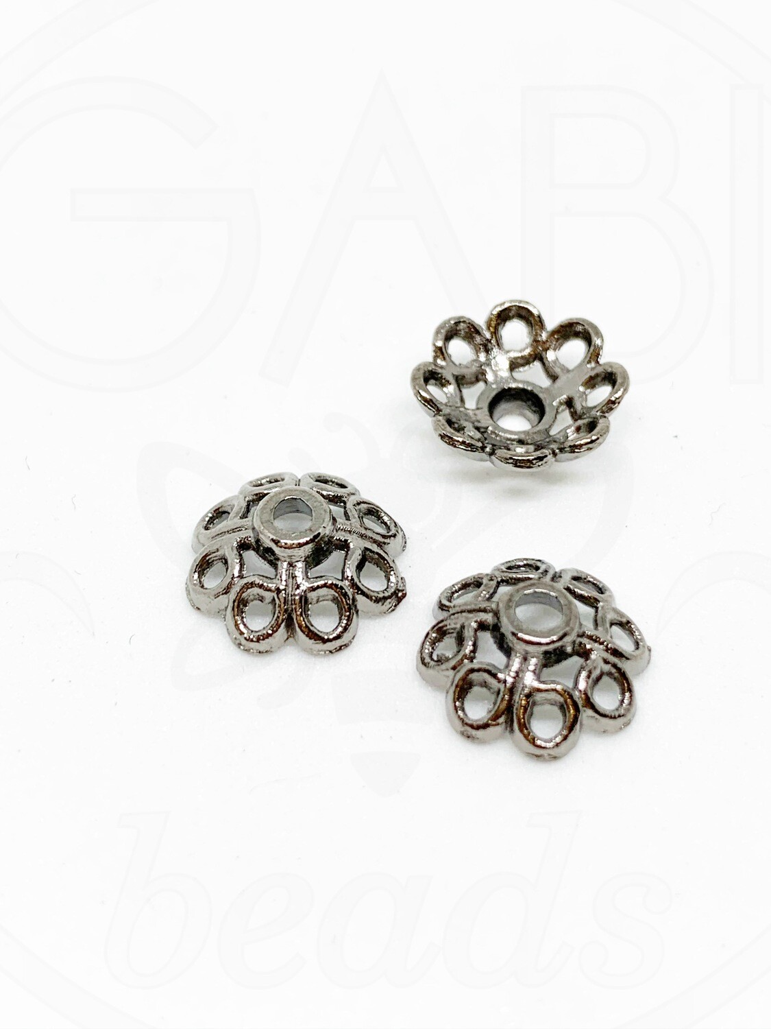 Kepurėlės, perveriamos, tamsiai pilkos spalvos, 11x5mm, 25vnt