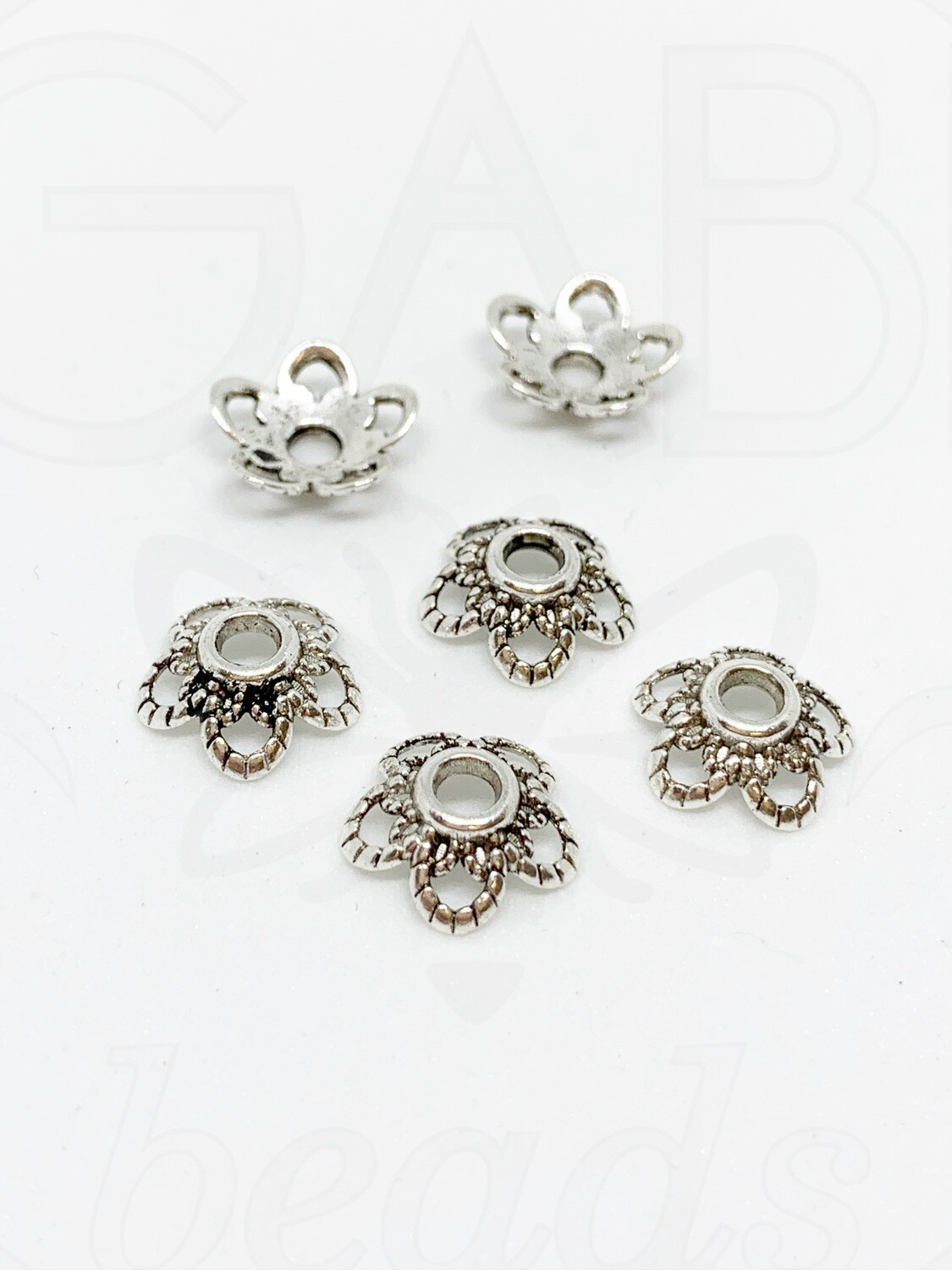 Kepurėlės, perveriamos, sidabro spalvos, 11x4mm, 20vnt