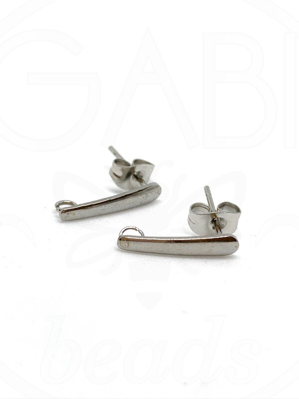 Nerūdijančio plieno auskarų ruošinys, plieno spalvos 15x3mm, 1 pora