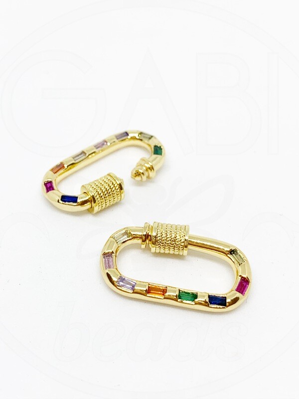 Nerūdijančio plieno užsegimai su cirkonio akutėmis, aukso spalvos 23,5 x 13 x 3mm, 1 vnt