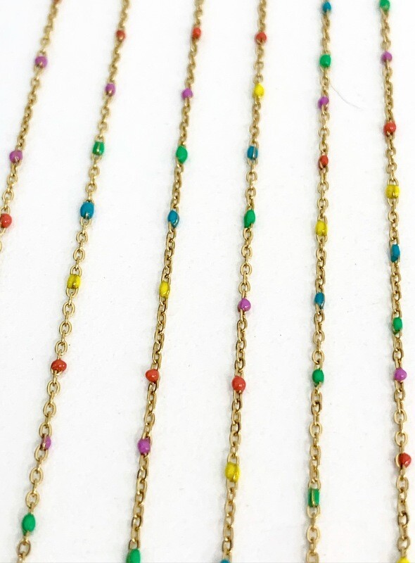 Nerūdijančio plieno grandinėlė ,1mm, aukso, mix spalvos, 10cm