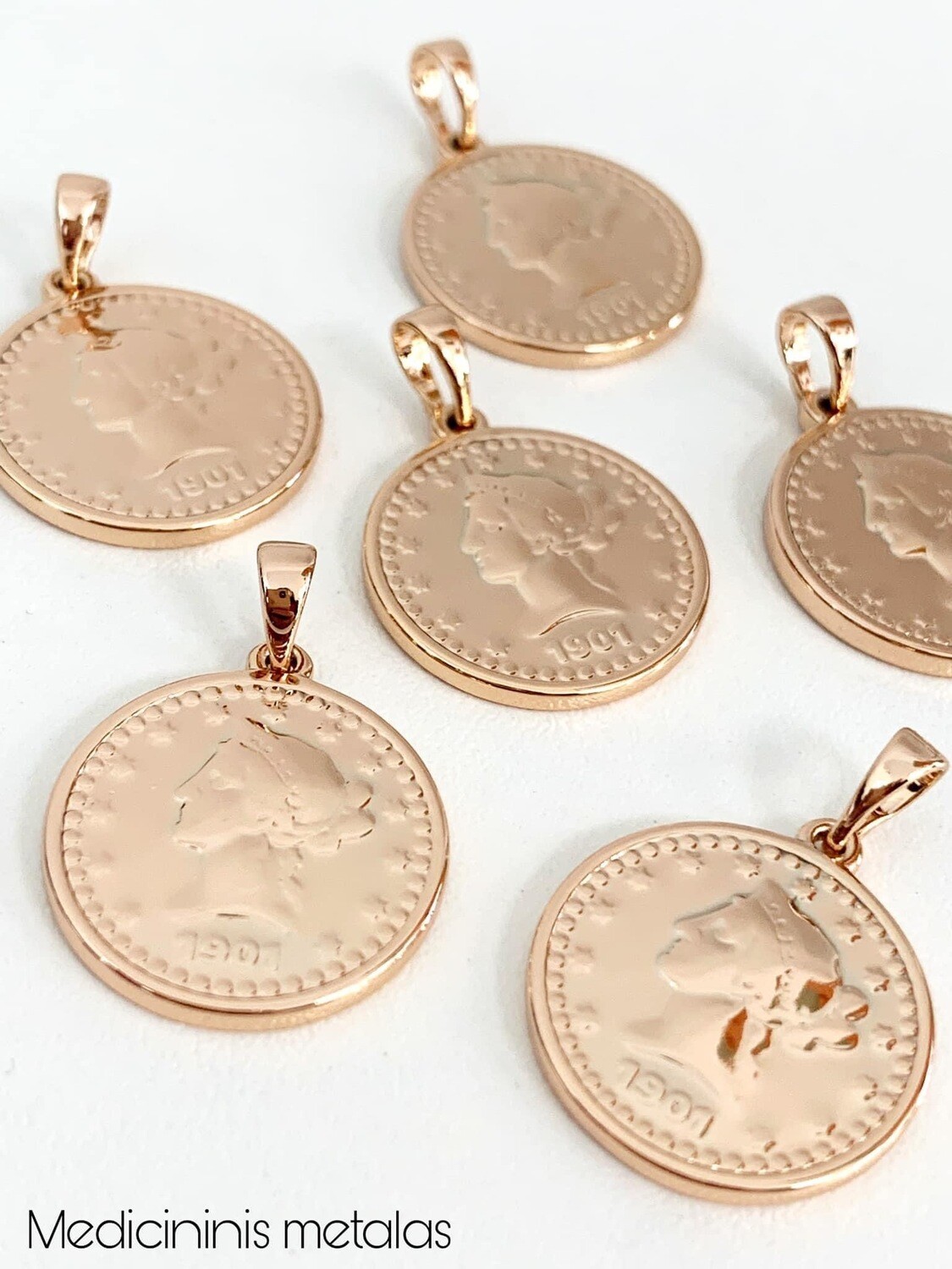 Medicininio metalo pakabukas, Rose gold spalvos 18x25mm, 1 vnt