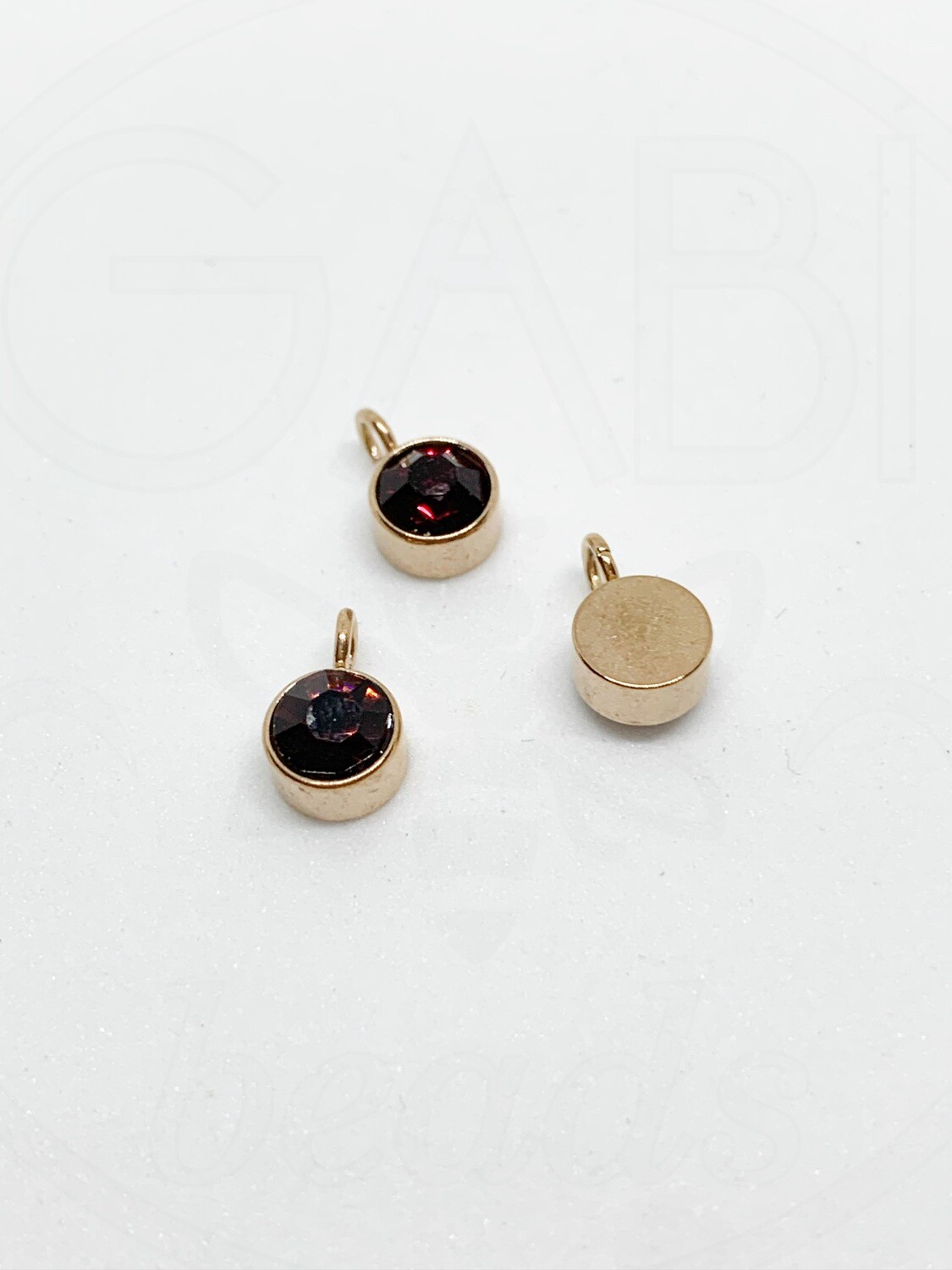Nerūdijančio plieno pakabukas, rose gold/bordo spalvos 6x9mm, 2 vnt