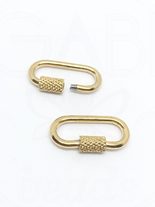 Nerūdijančio plieno užsegimai, aukso spalvos 22x10mm, 1 vnt