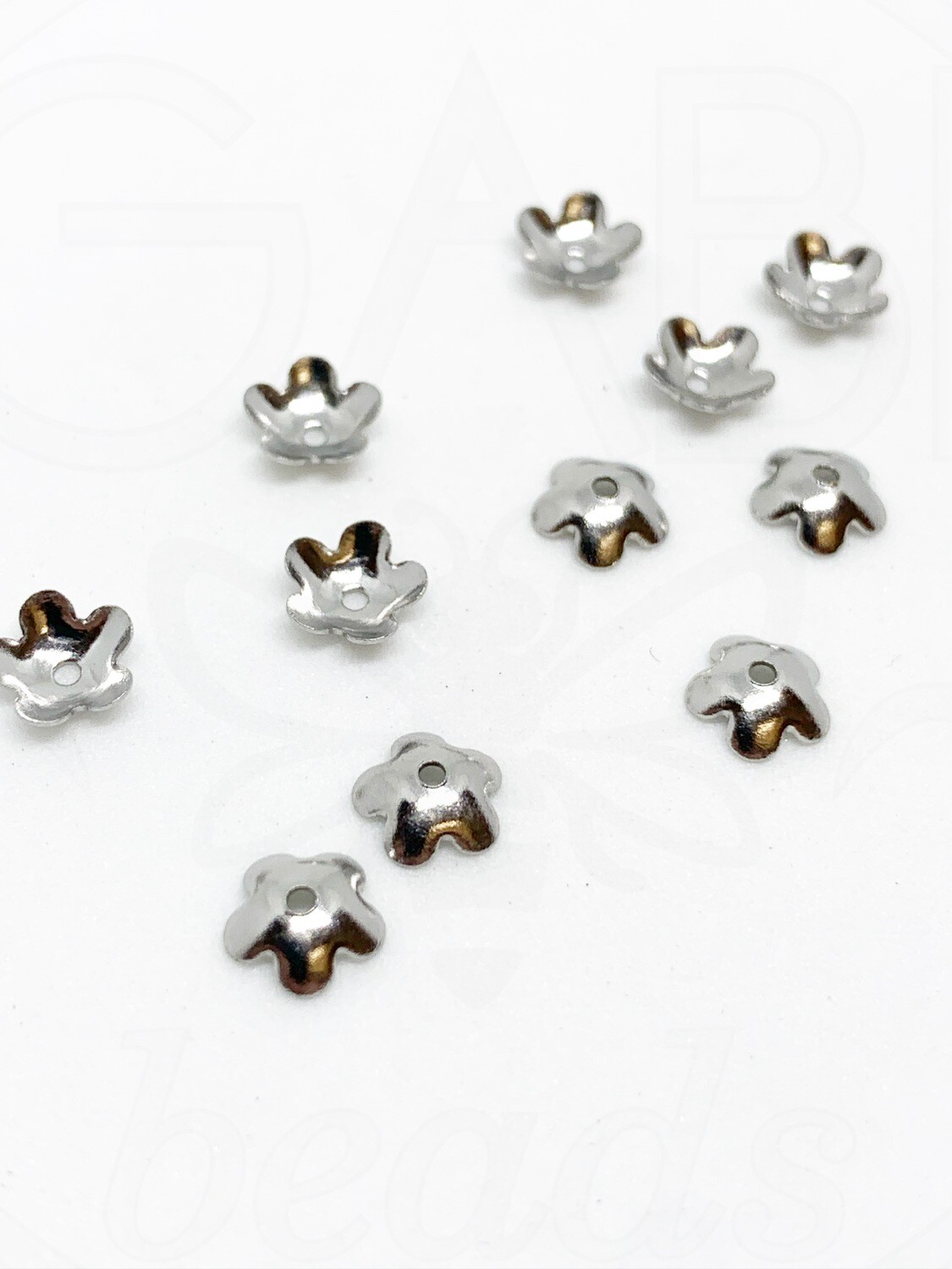 Nerūdijančio plieno kepurėlės, plieno spalvos, 6x2mm, 7vnt
