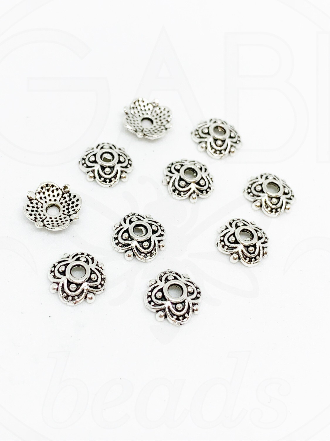 Kepurėlės, perveriamos, plieno spalvos, 7x7x2mm, 25vnt
