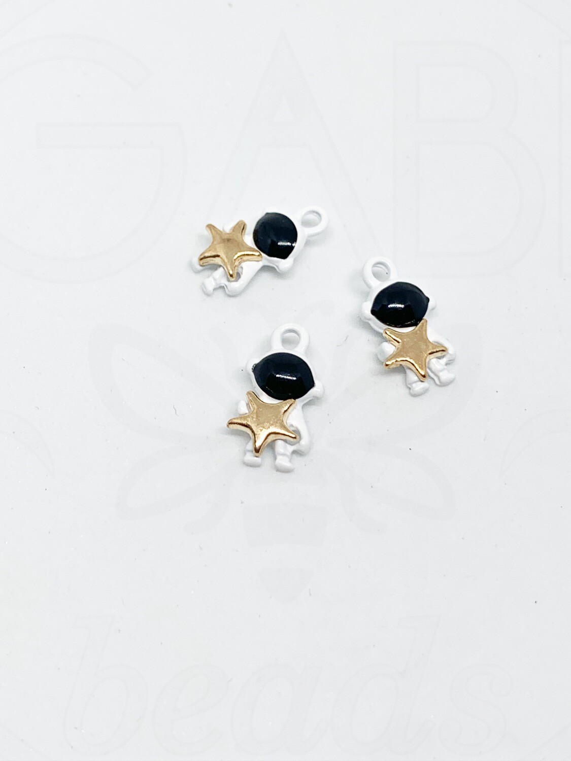 Pakabukas, KOSMONAUTAS dengtas emale juodos baltos, aukso spalvos 17,2x9,5x6mm, 1vnt