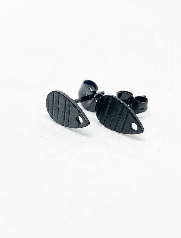 Nerūdijančio plieno auskarų ruošinys juodos spalvos, 10x6mm, 1 pora