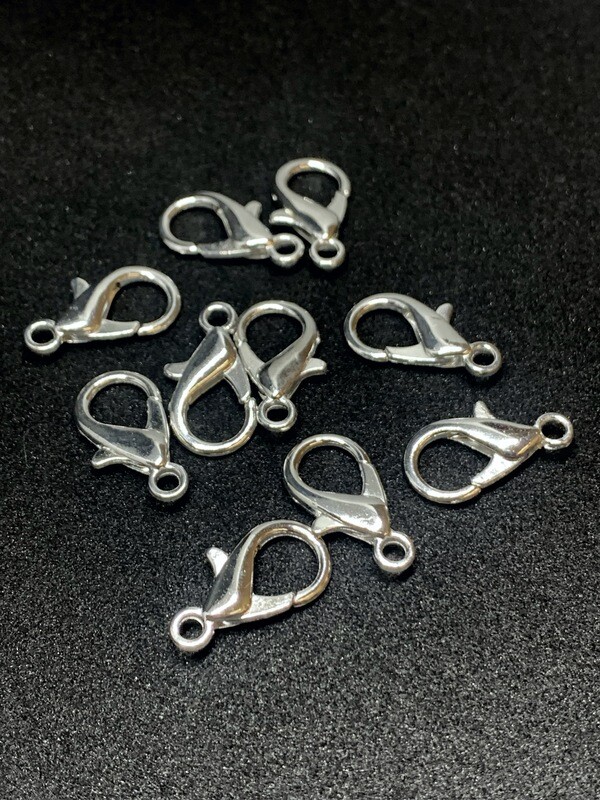 Karabinai, sidabro spalvos, 21x12mm , 8vnt