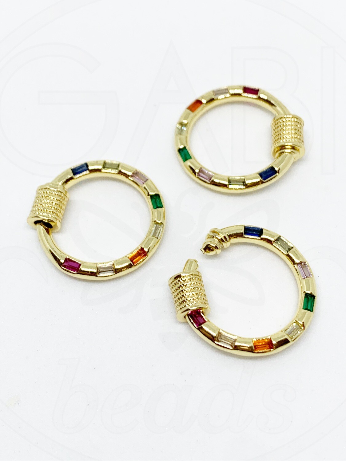 Nerūdijančio plieno užsegimai su cirkonio akutėmis, aukso spalvos 20 x 3mm, 1 vnt